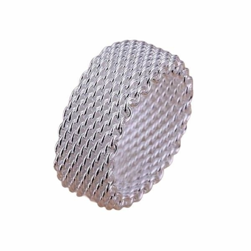 Silver Mesh‎ Net Ring Women & Men Unisex Jewelry Sliver Tone Size 7